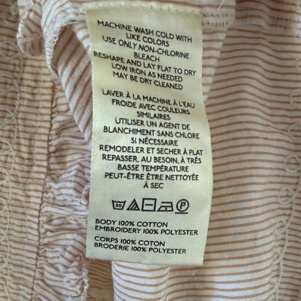 New Anthropologie Blush Eyelet Peasant Blouse with Tie Neck